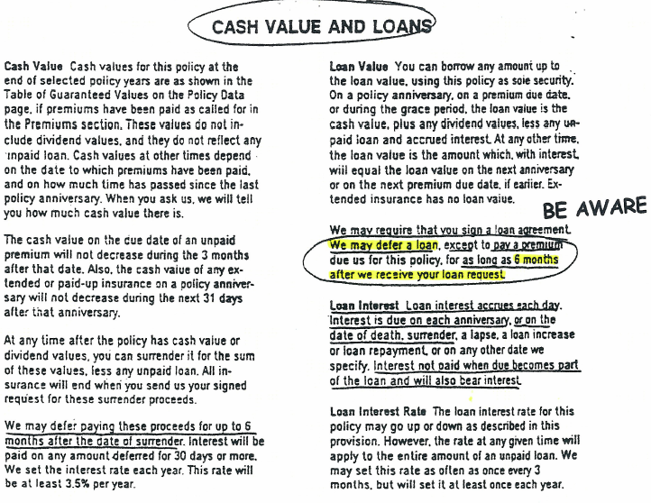 Cash value and loans Whole Life Insurance